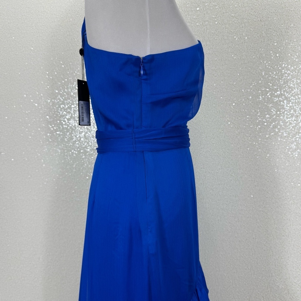 Gianni Bini Cobalt Blue One Shoulder Hi Low Dress Size 8 Asymmetrical Chiffon - Picture 6 of 13